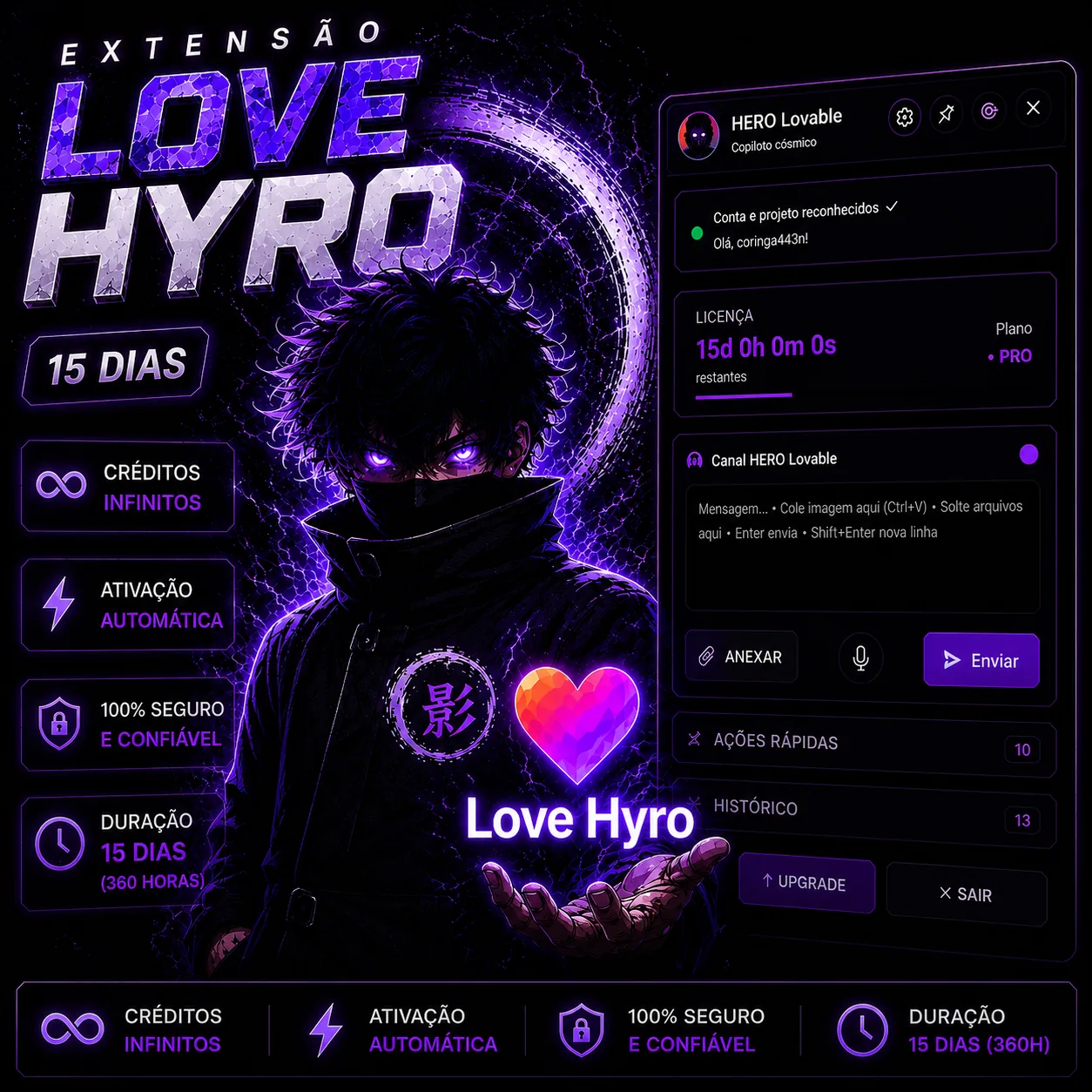 Extensão Créditos Lovable Infinitos por 15 Dias (360h)