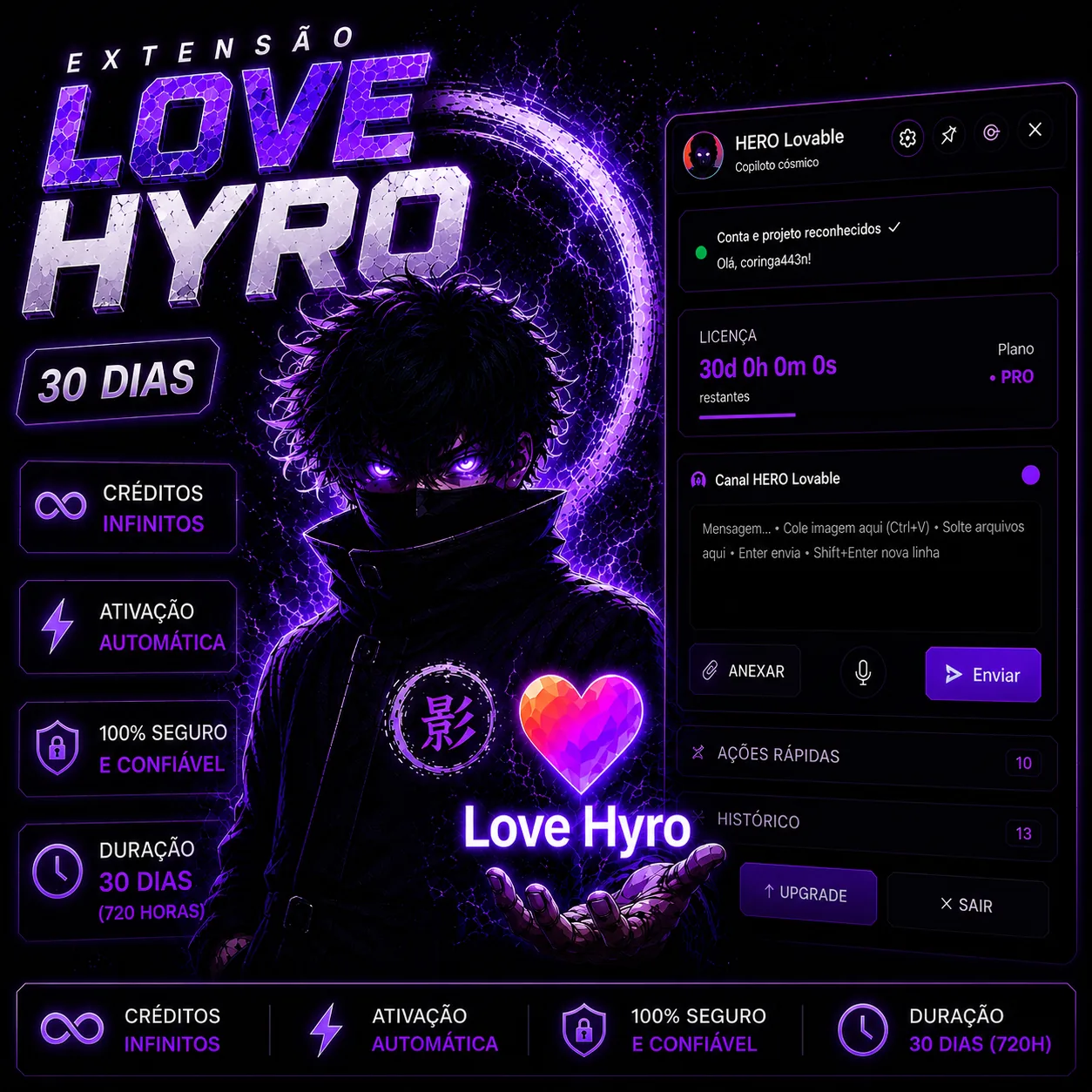 Extensão Créditos Lovable Infinitos por 30 Dias (720h)